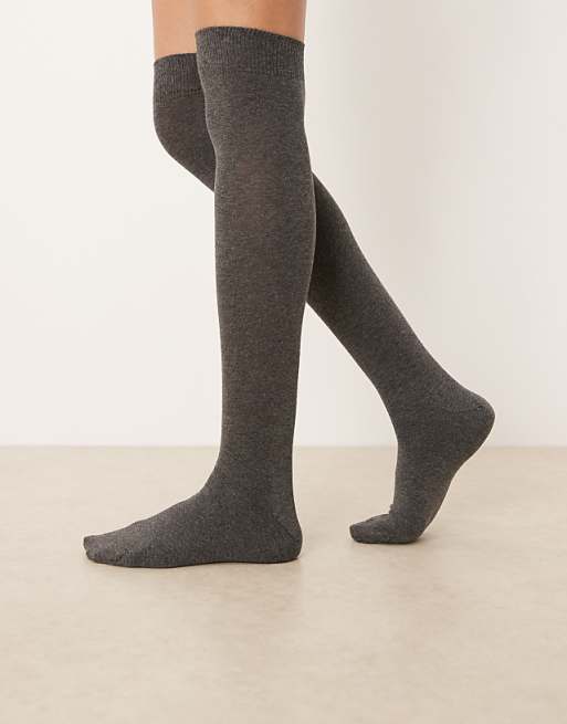 DESIGN Over The Knee Socks In Grey