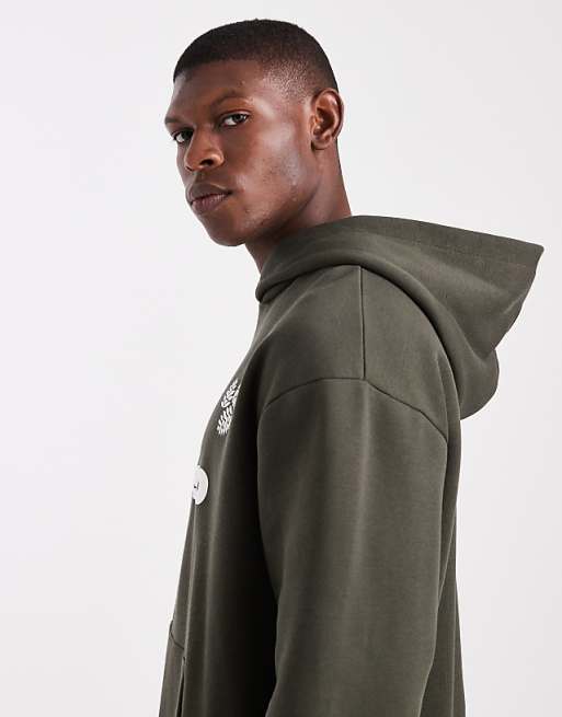 DESIGN Overized Hoodie With Sports Print In Green - DGREEN