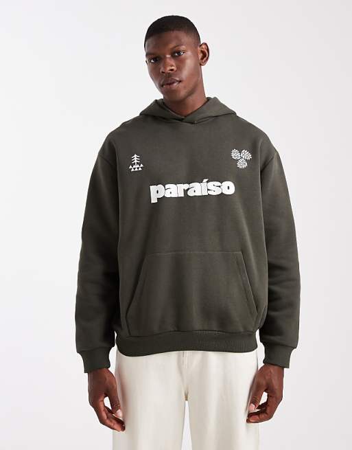 DESIGN overized hoodie with sports print in green - DGREEN