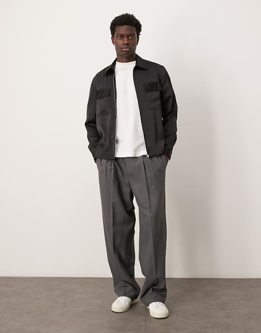 DESIGN Overshirt With Patch Pockets In Black