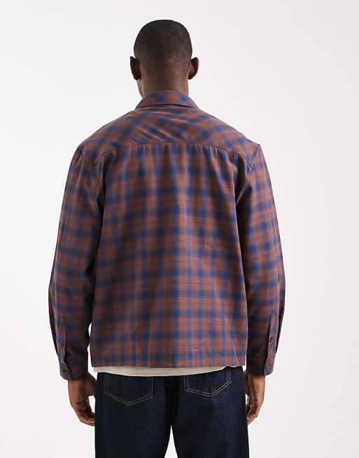 DESIGN Overshirt With Pockets In Brown Check