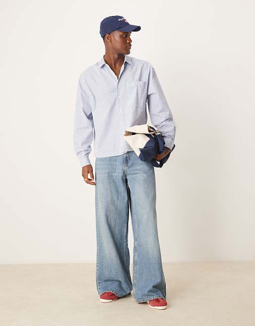 DESIGN Oversize Boxy Shirt In Blue Check