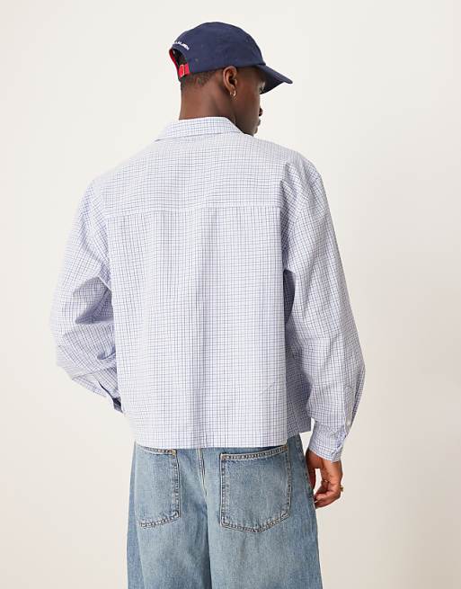 DESIGN Oversize Boxy Shirt In Blue Check