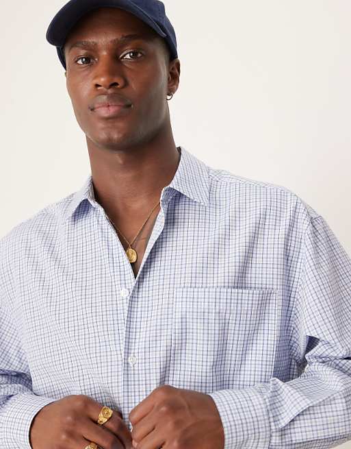 DESIGN Oversize Boxy Shirt In Blue Check
