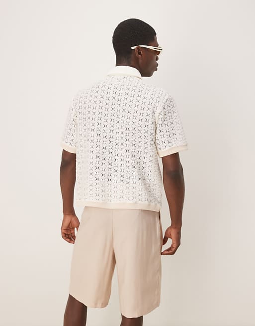 DESIGN Oversize Smart Bermuda Shorts With Belt Detail In Neutral