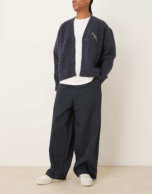 DESIGN Oversized Baggy Pull On Pinstripe Trousers