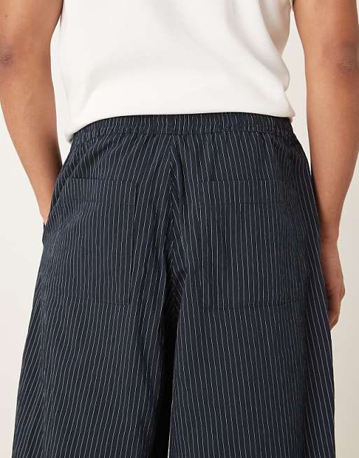 DESIGN Oversized Baggy Pull On Pinstripe Trousers