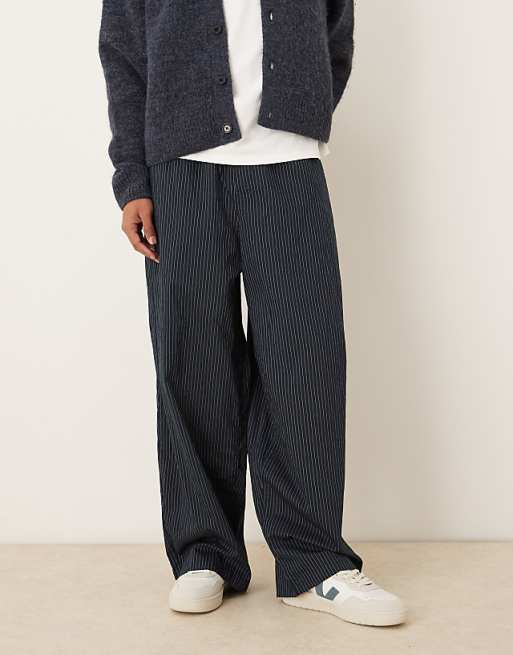 DESIGN Oversized Baggy Pull On Pinstripe Trousers