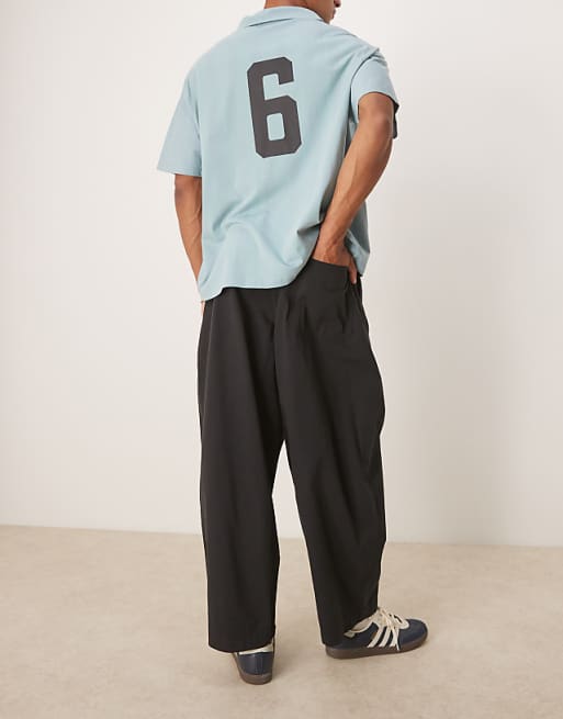 DESIGN Oversized Baggy Trousers In Black With Pleats