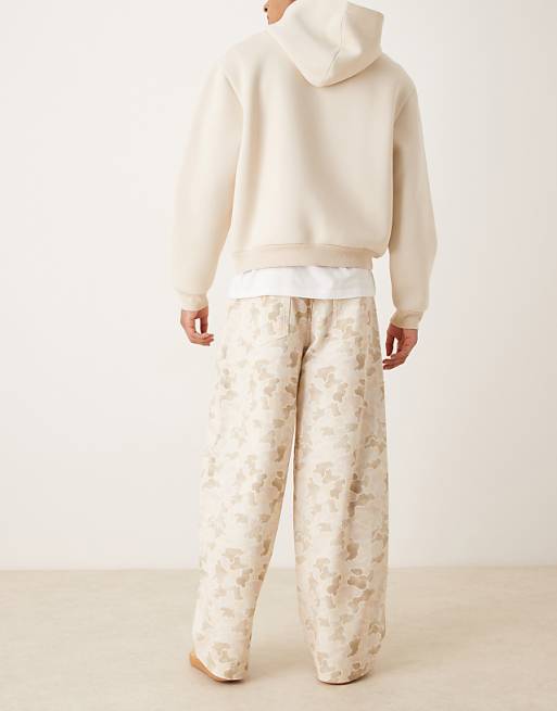 DESIGN Oversized Baggy Trousers In Camo With Pleats