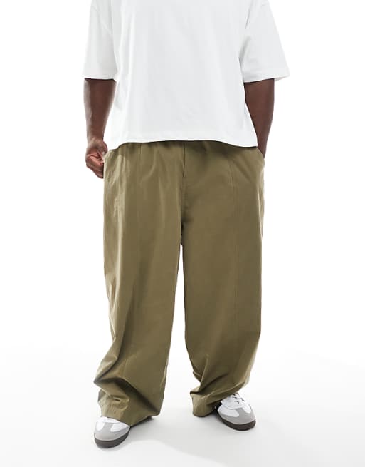 DESIGN Oversized Baggy Trousers In Khaki