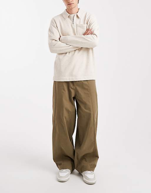 DESIGN Oversized Baggy Trousers In Khaki