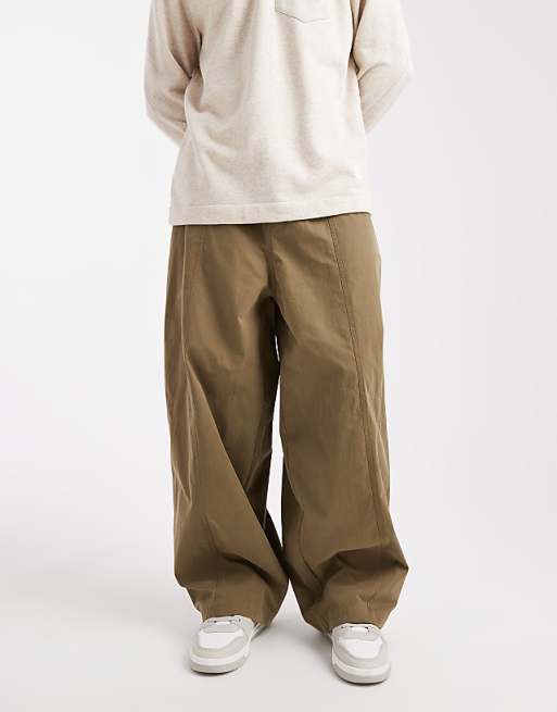DESIGN oversized baggy trousers in khaki