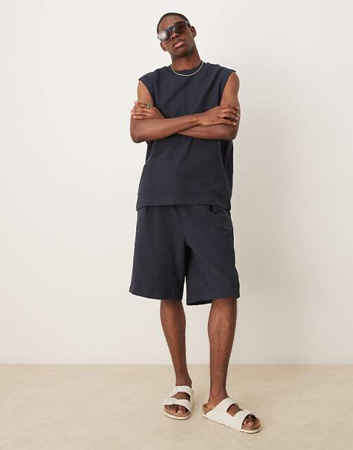DESIGN oversized bermuda shorts in navy