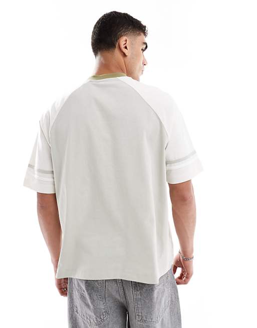 DESIGN Oversized Boxy Contrast Raglan T-shirt With Tape Detail In Grey