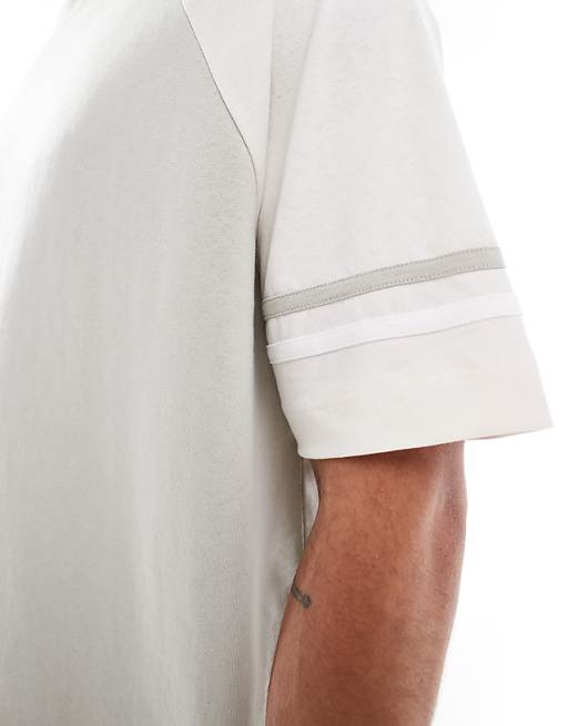 DESIGN Oversized Boxy Contrast Raglan T-shirt With Tape Detail In Grey