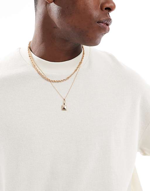 DESIGN Oversized Boxy Half Sleeve T-shirt In Beige Waffle