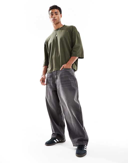 DESIGN Oversized Boxy Half Sleeve T-shirt Khaki