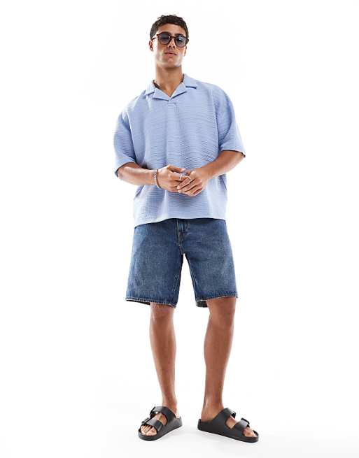 DESIGN Oversized Boxy Polo In Light Blue