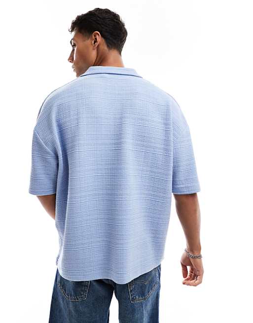 DESIGN Oversized Boxy Polo In Light Blue