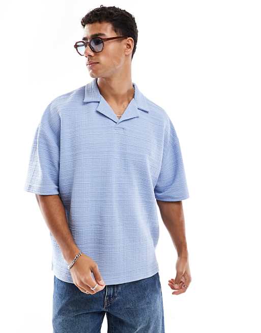 DESIGN oversized boxy polo in light blue