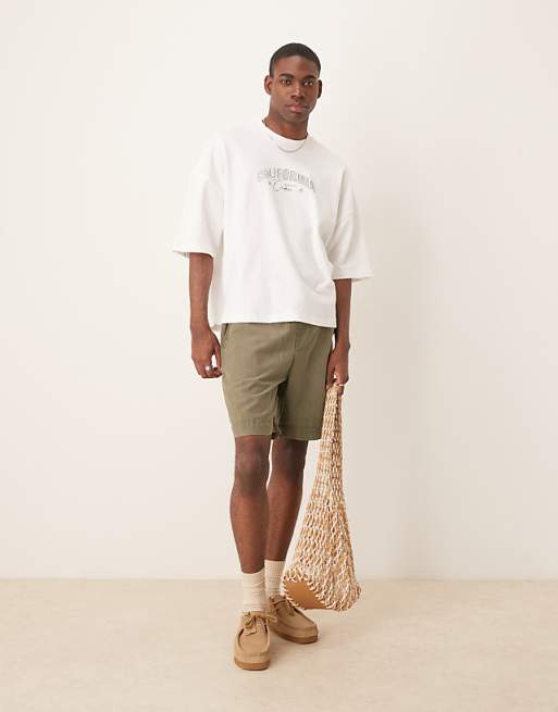 DESIGN Oversized Boxy Printed T-shirt In White