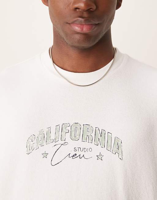 DESIGN Oversized Boxy Printed T-shirt In White