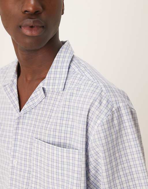 DESIGN Oversized Boxy Shirt In Blue Check