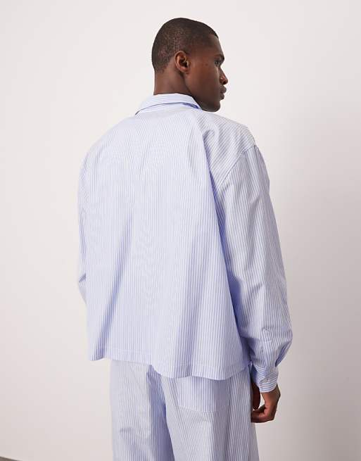 DESIGN Oversized Boxy Shirt In Blue Stripe Co Ord