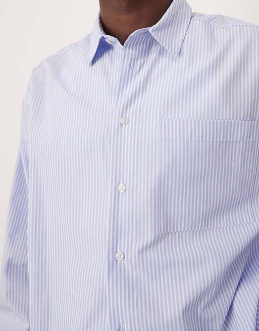DESIGN Oversized Boxy Shirt In Blue Stripe Co Ord