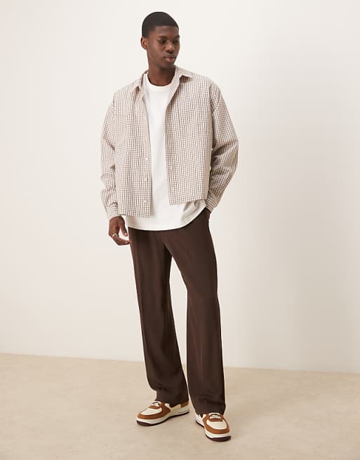 DESIGN Oversized Boxy Shirt In Brown Check