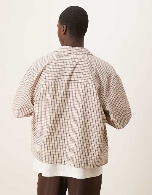 DESIGN Oversized Boxy Shirt In Brown Check