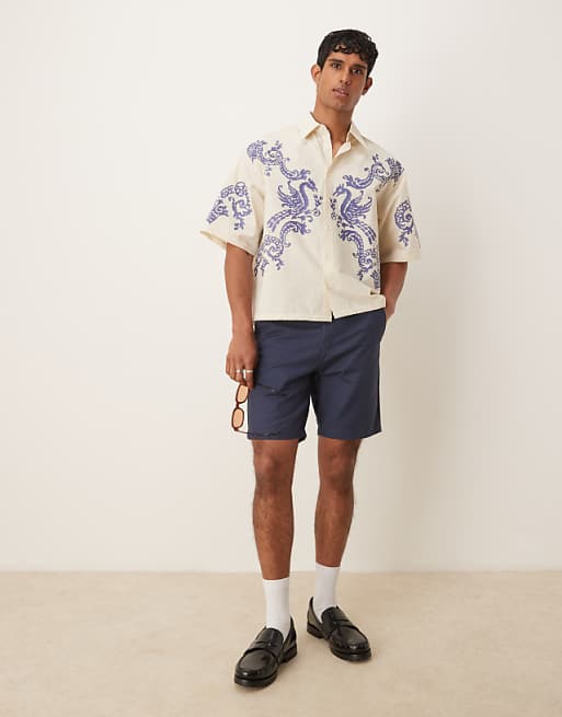 DESIGN Oversized Boxy Shirt With Print In Ecru