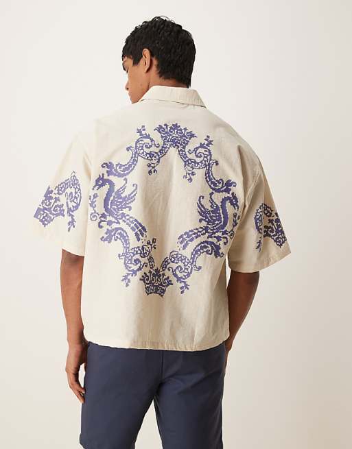 DESIGN Oversized Boxy Shirt With Print In Ecru