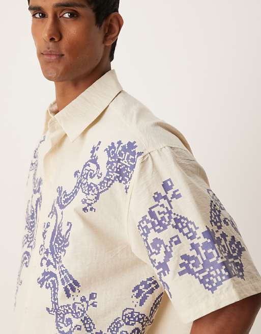 DESIGN Oversized Boxy Shirt With Print In Ecru
