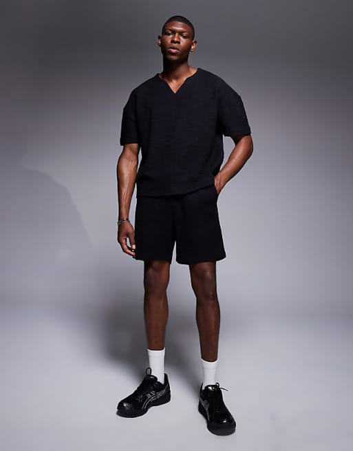 DESIGN Oversized Boxy T-shirt Co-ord In Black Texture