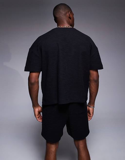 DESIGN Oversized Boxy T-shirt Co-ord In Black Texture
