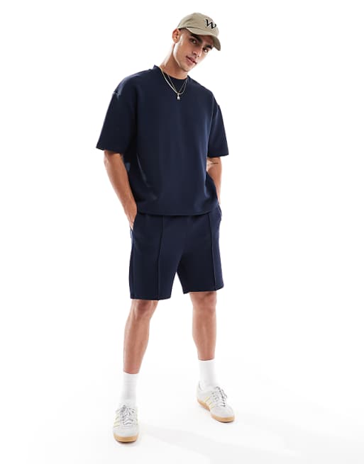 DESIGN Oversized Boxy T-shirt Coord In Navy Texture