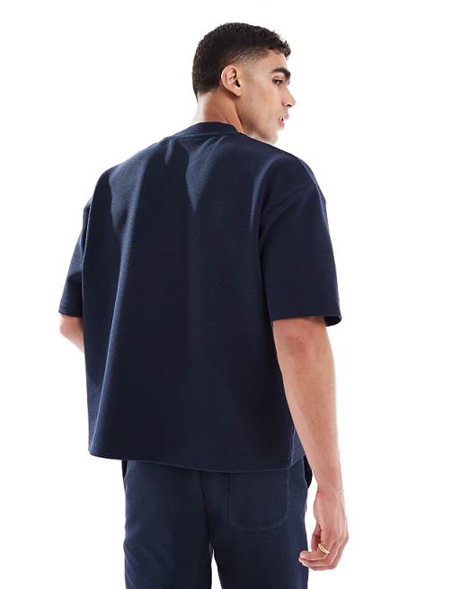 DESIGN Oversized Boxy T-shirt Coord In Navy Texture