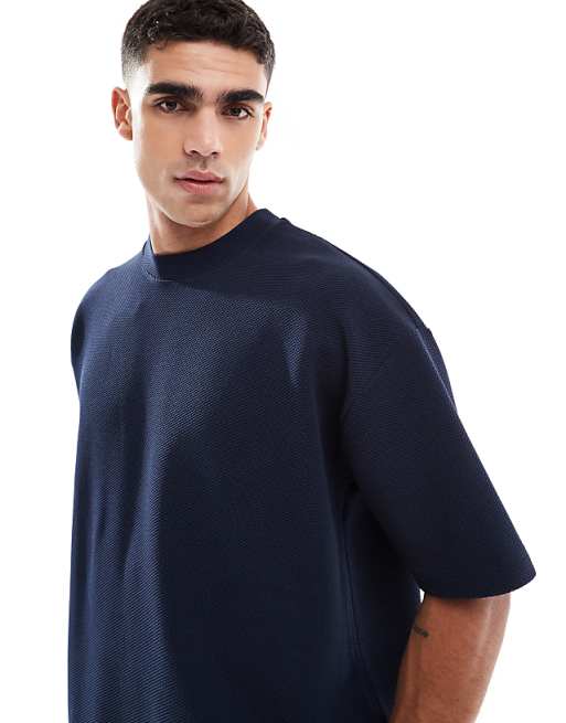 DESIGN Oversized Boxy T-shirt Coord In Navy Texture