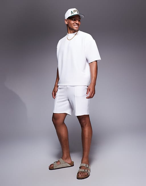 DESIGN Oversized Boxy T-shirt Coord In White Texture