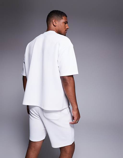 DESIGN Oversized Boxy T-shirt Coord In White Texture