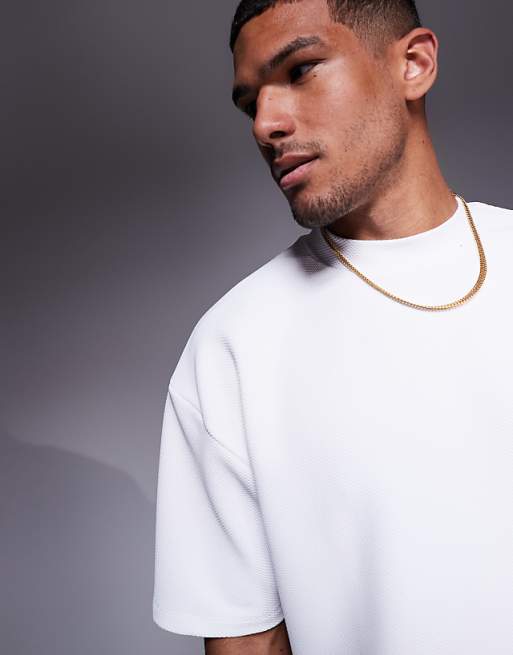 DESIGN Oversized Boxy T-shirt Coord In White Texture