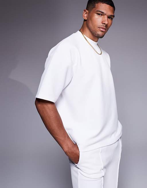 DESIGN oversized boxy t-shirt coord in white texture