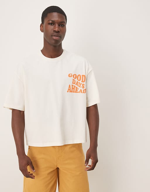 DESIGN Oversized Boxy T-shirt In Off White With Back Print