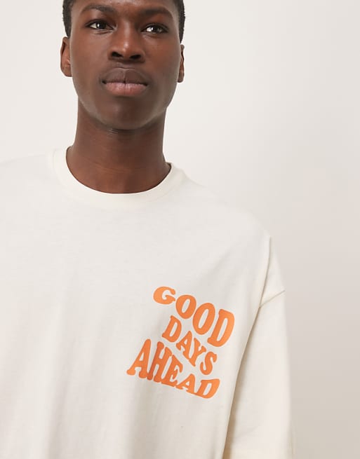 DESIGN Oversized Boxy T-shirt In Off White With Back Print