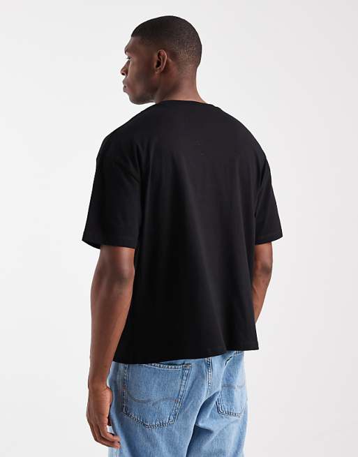 DESIGN Oversized Boxy T-shirt With Flower Stamp Graphic In Black
