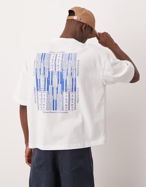 DESIGN oversized boxy t-shirt with placement print in white