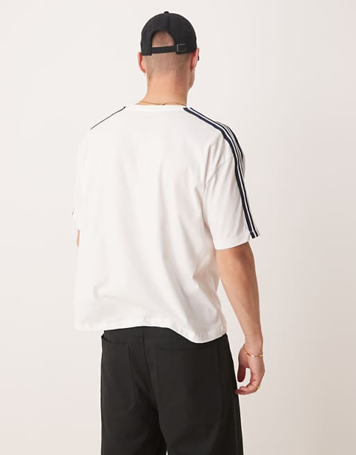 DESIGN Oversized Boxy T-shirt With Sport Graphic And Tape In White