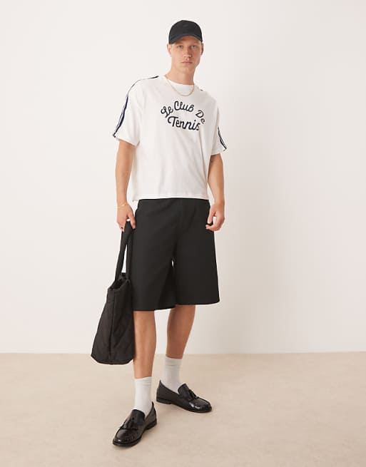 DESIGN Oversized Boxy T-shirt With Sport Graphic And Tape In White